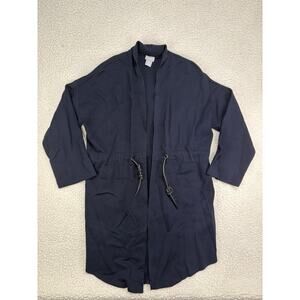 Chico's Travelers Women Size 0 Small Navy Open Cinch Tie Waist Jacket Longline